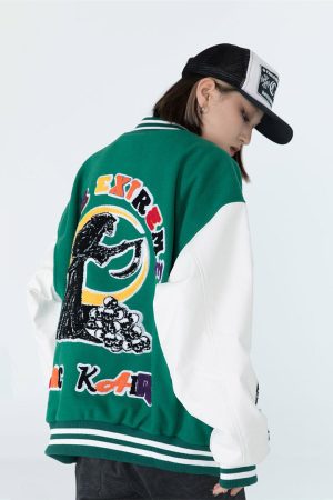 Style Core Aesthetics, New Style Trends Skull Armband Varsity Jackets