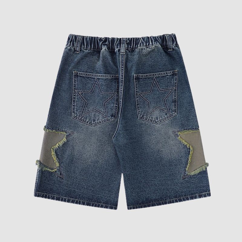 Style Core Aesthetics, New Style Trends Star Patch Denim Shorts