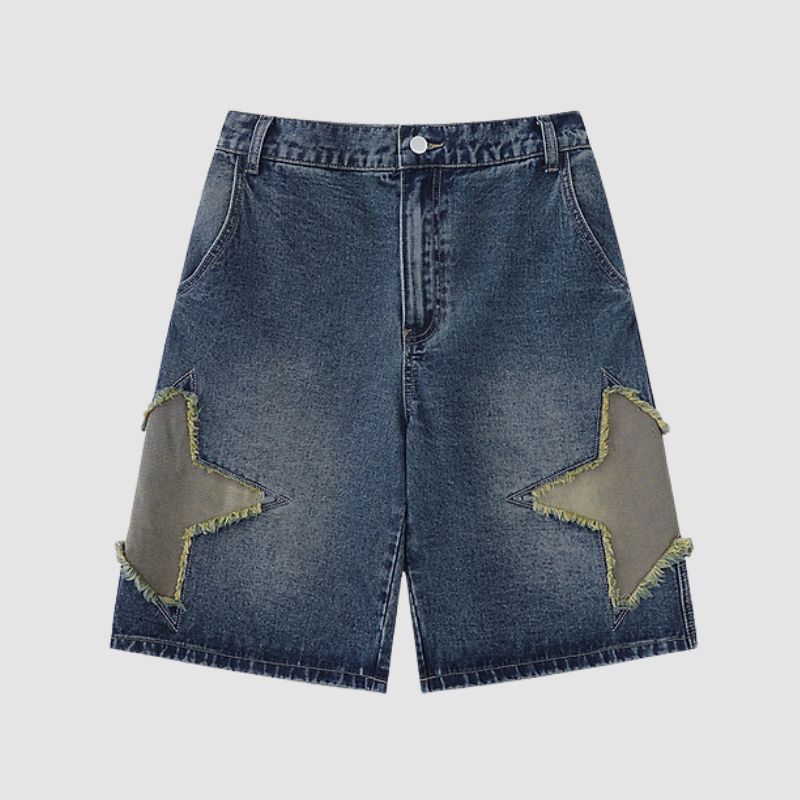 Style Core Aesthetics, New Style Trends Star Patch Denim Shorts