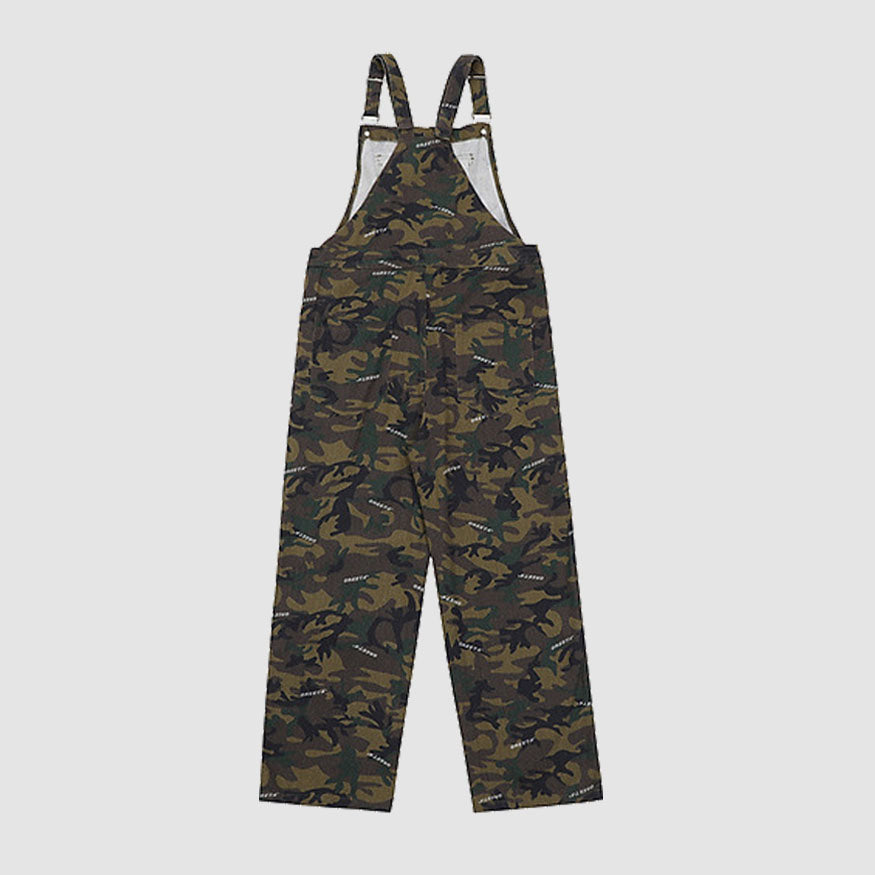 Style Core Aesthetics, New Style Trends Stylish Letter Print Camo Overalls