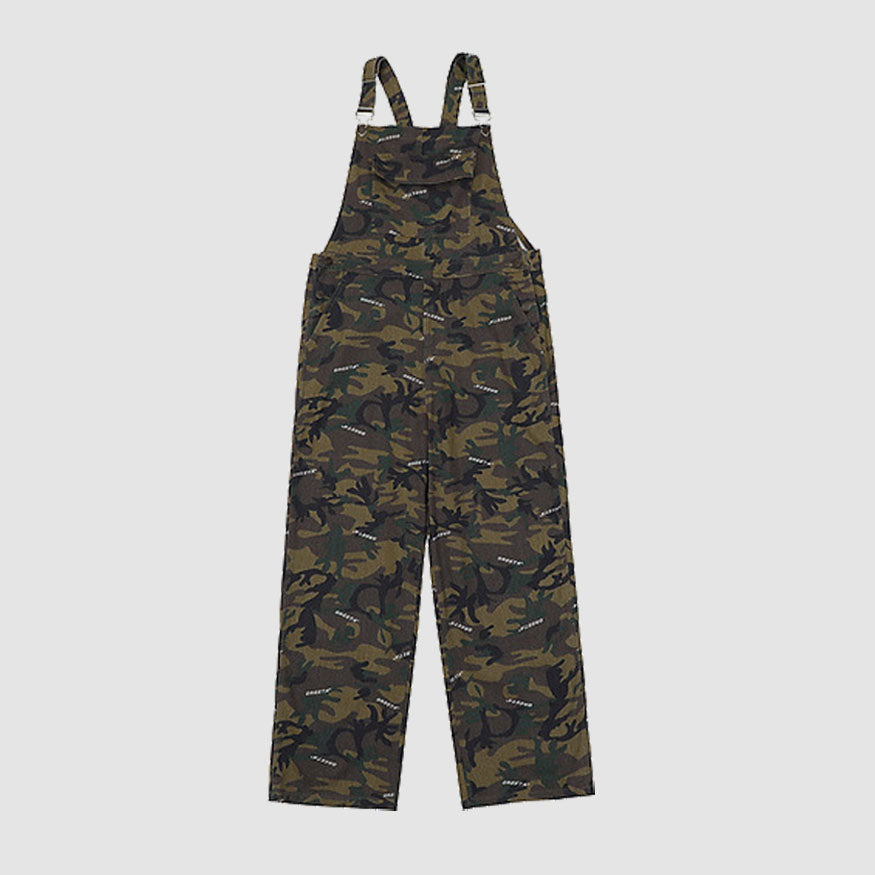 Style Core Aesthetics, New Style Trends Stylish Letter Print Camo Overalls