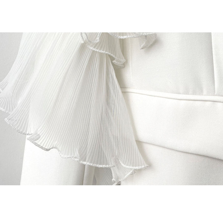 Style Core Aesthetics, New Style Trends Stylish Mesh Ruffle Decor Blazer Style Core Aesthetics, New Style Trends Stylish Mesh Ruffle Decor Blazer