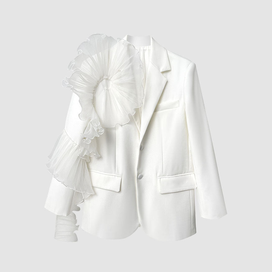 Style Core Aesthetics, New Style Trends Stylish Mesh Ruffle Decor Blazer