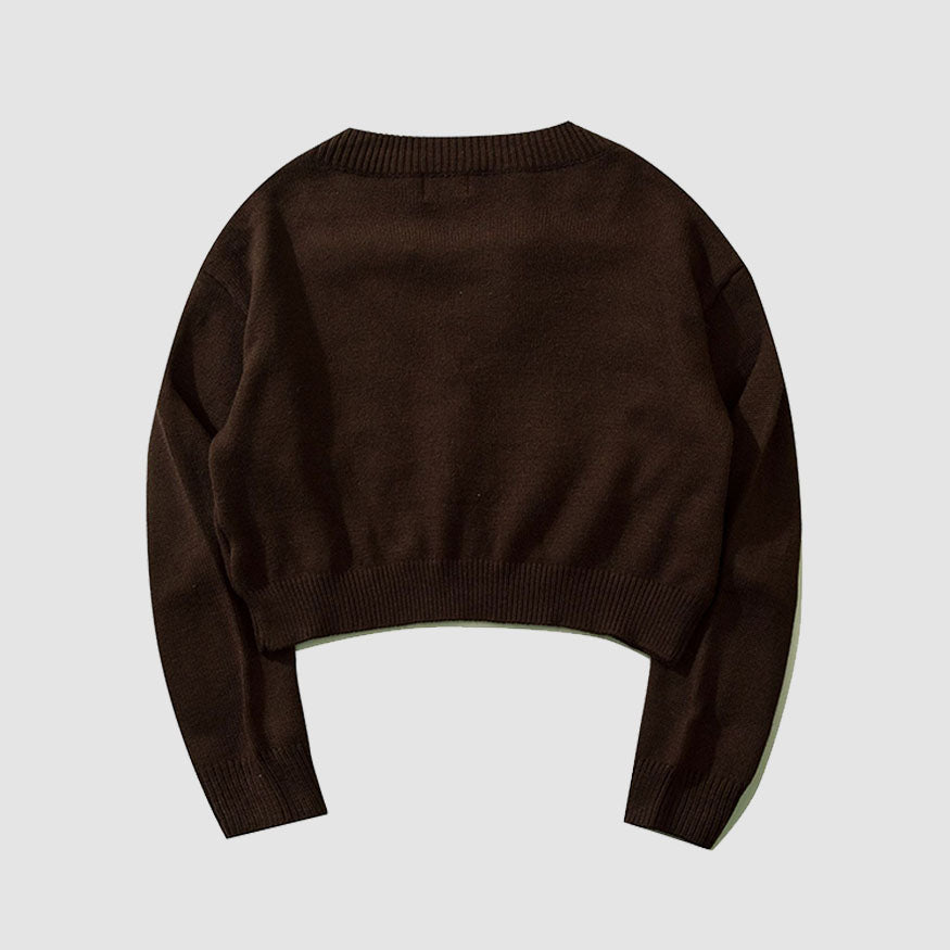 Style Core Aesthetics, New Style Trends Tassel Letter Embroidery Halter Neck Cropped Sweater Style Core Aesthetics, New Style Trends Tassel Letter Embroidery Halter Neck Cropped Sweater