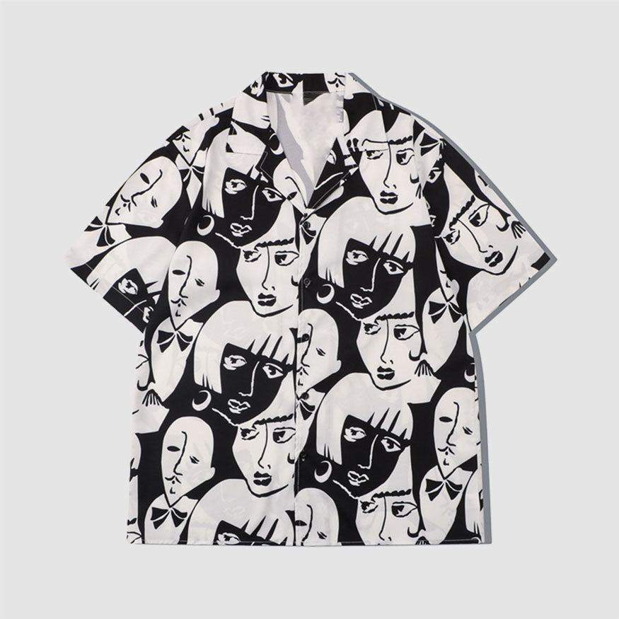 Style Core Aesthetics, New Style Trends Two Piece Abstract Figure Painting Shirt + Shorts