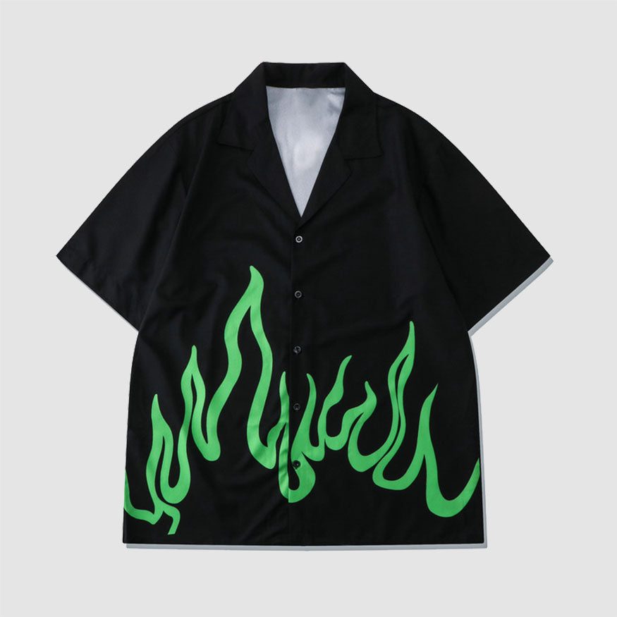 Style Core Aesthetics, New Style Trends Two Piece Flame Print Shirt + Shorts