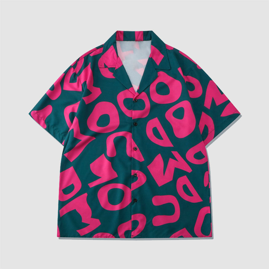 Style Core Aesthetics, New Style Trends Two Piece Irregular Letters Print Shirt + Shorts