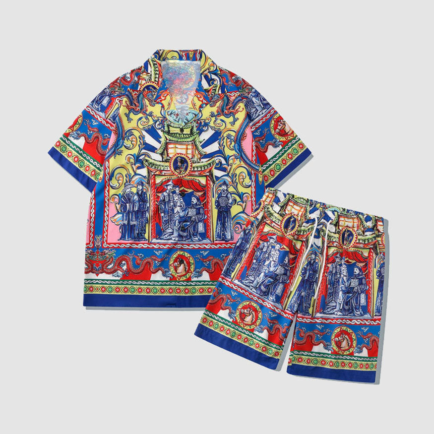 Style Core Aesthetics, New Style Trends Two Piece Mysterious Pattern Shirt + Shorts