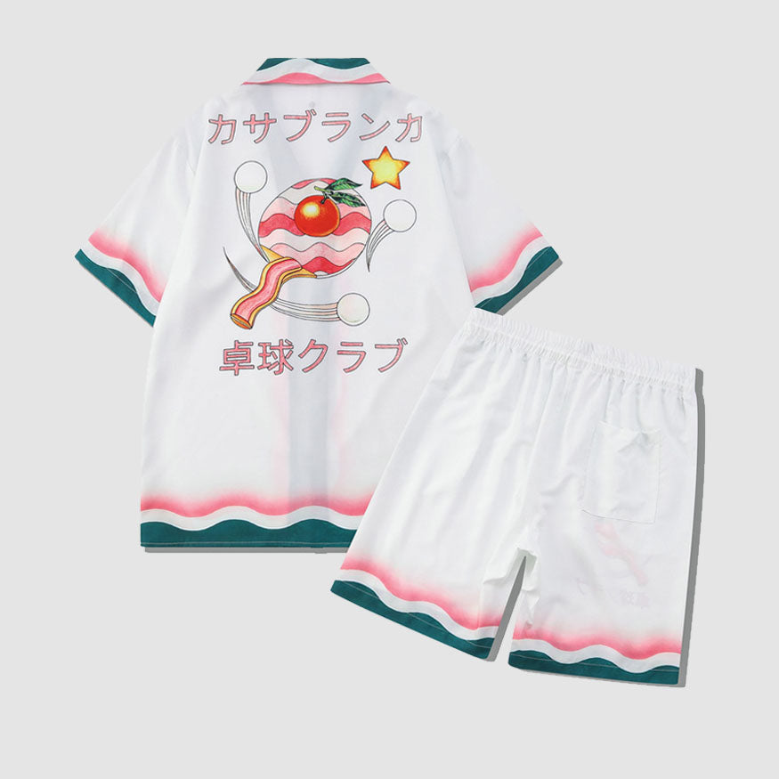 Style Core Aesthetics, New Style Trends Two Piece Table Tennis Print Shirt + Shorts