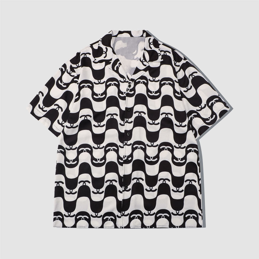 Style Core Aesthetics, New Style Trends Two Piece Wave Print Shirt + Shorts