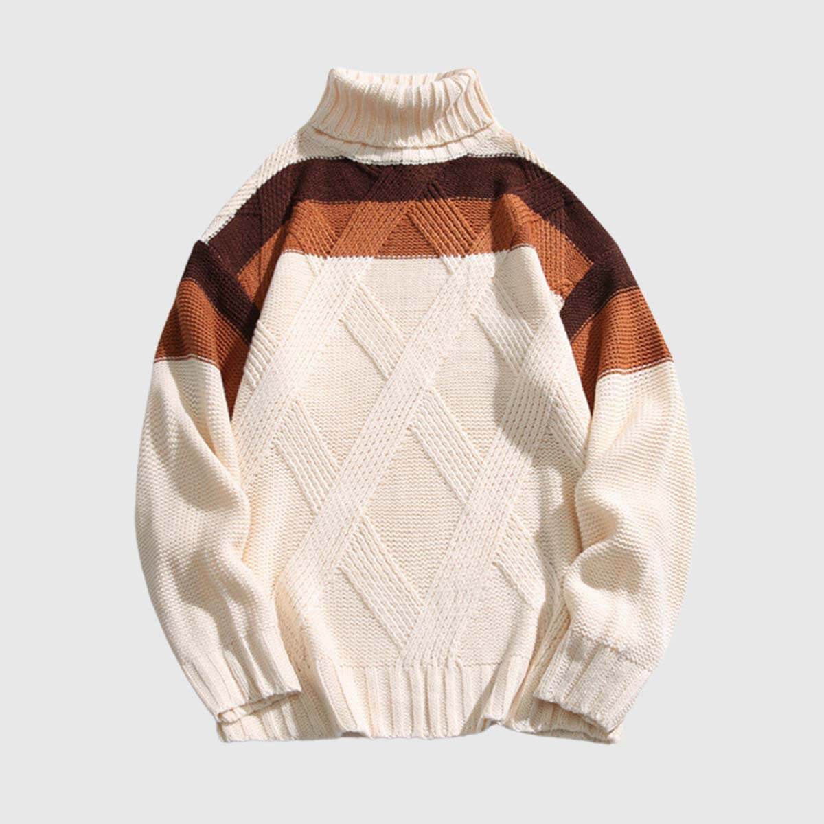 Style Core Aesthetics, New Style Trends Vintage Colorblock Turtleneck Sweater