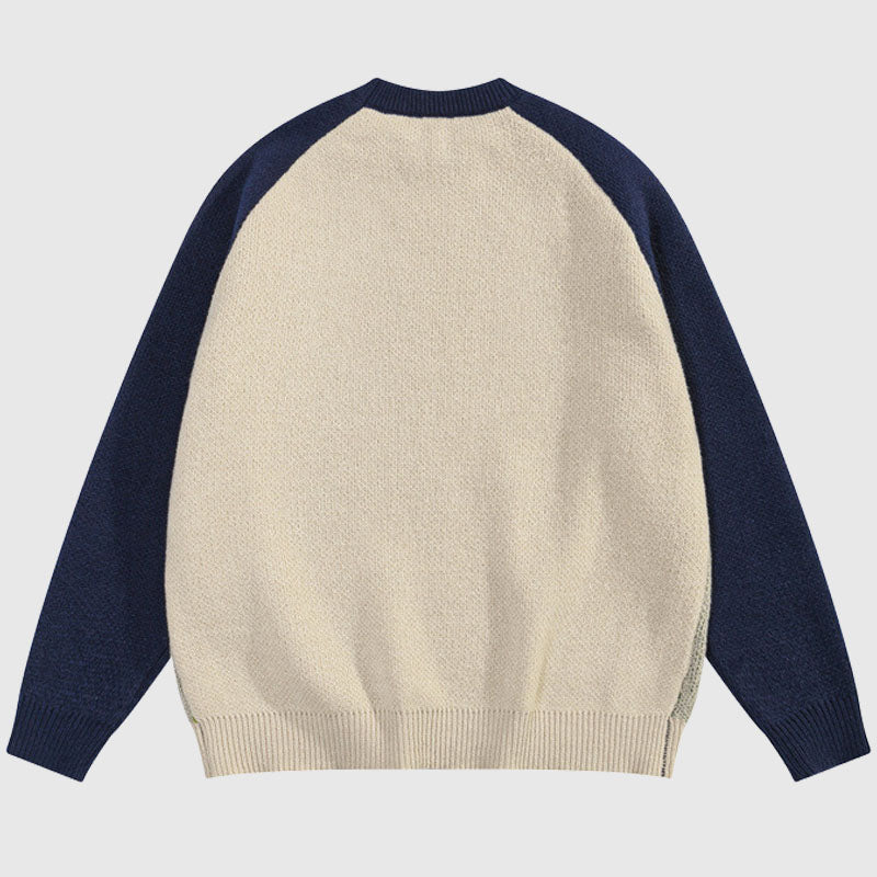 Style Core Aesthetics, New Style Trends Vintage Letter Patchwork Pullover