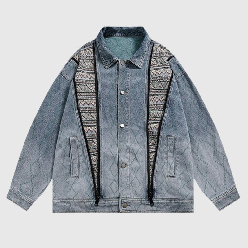 Style Core Aesthetics, New Style Trends Vintage Patchwork Denim Contrast Jacket