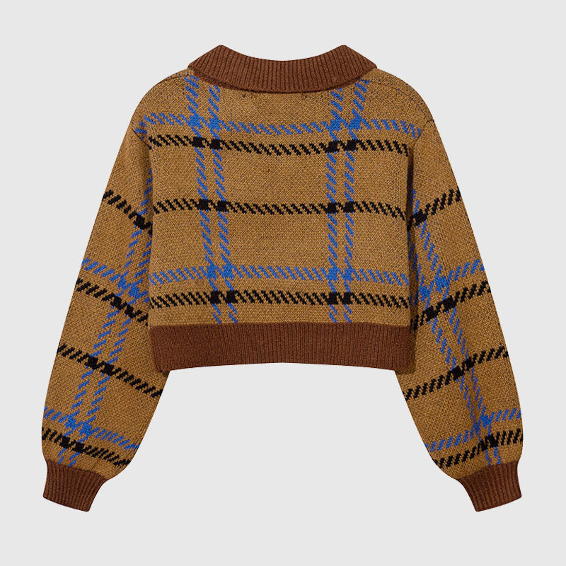 Style Core Aesthetics, New Style Trends Vintage Plaid Knit Crop Top
