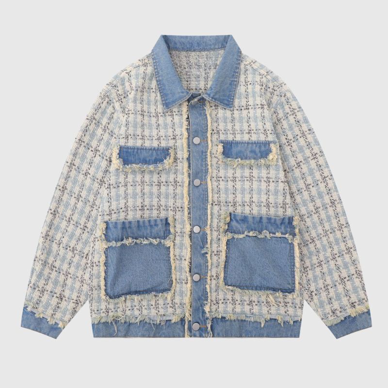 Style Core Aesthetics, New Style Trends Vintage Plaid Patchwork Edged Jacket