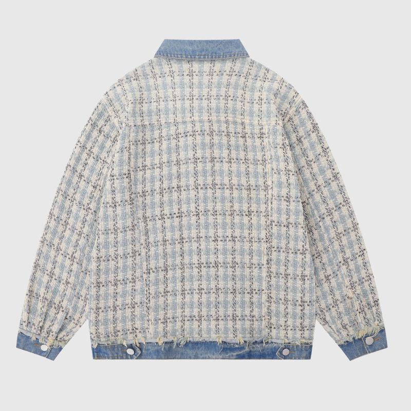 Style Core Aesthetics, New Style Trends Vintage Plaid Patchwork Edged Jacket