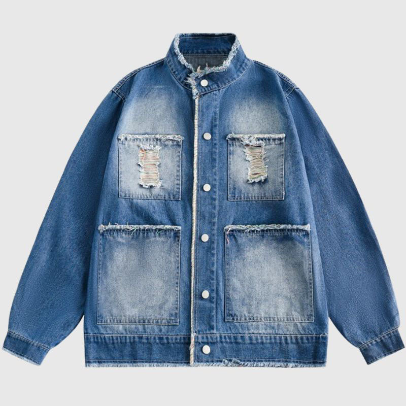 Style Core Aesthetics, New Style Trends Vintage Raw Edge Denim Jacket