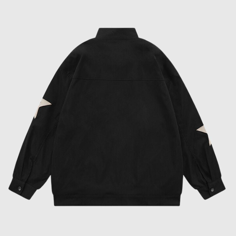 Style Core Aesthetics, New Style Trends Vintage Star Embroidered Stand Collar Jacket