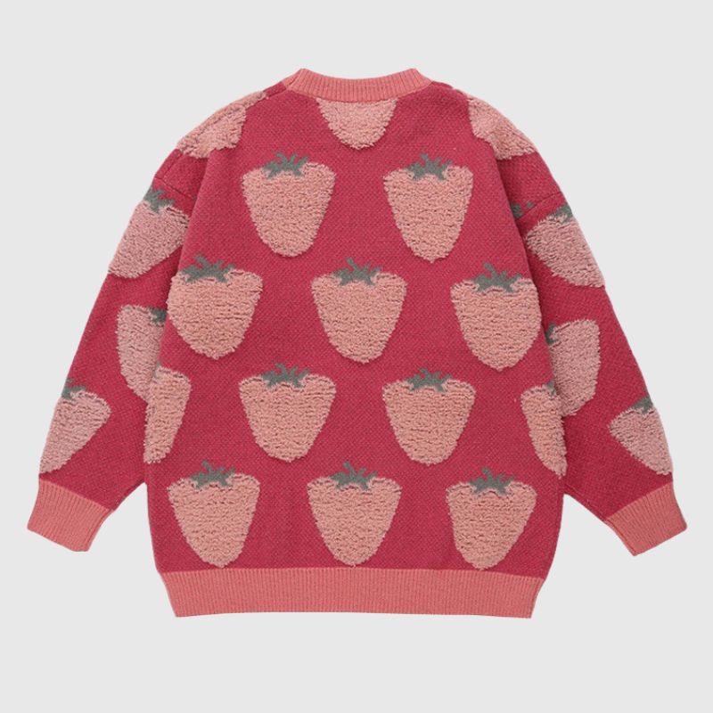 Style Core Aesthetics, New Style Trends Vintage Strawberry Embroidered Sweater