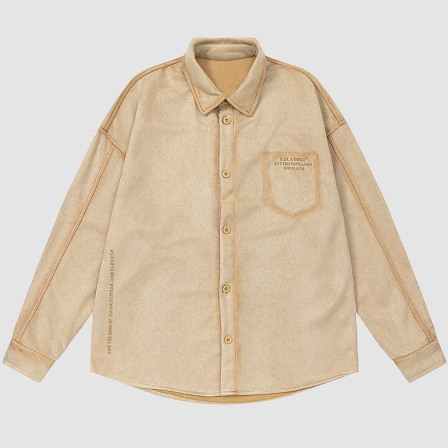 Style Core Aesthetics, New Style Trends Vintage Suede Solid Shirts