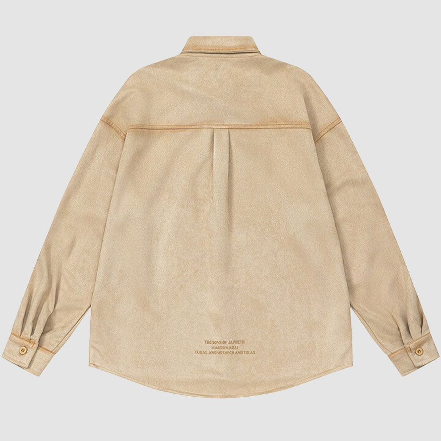 Style Core Aesthetics, New Style Trends Vintage Suede Solid Shirts