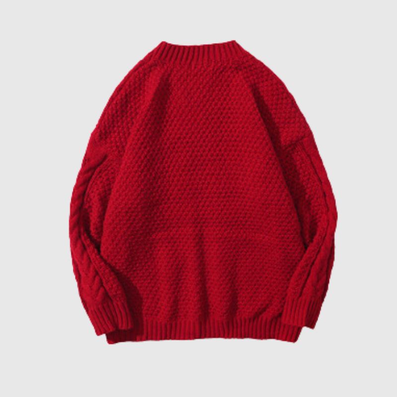 Style Core Aesthetics, New Style Trends Vintage Twist Solid Color New Year Sweater