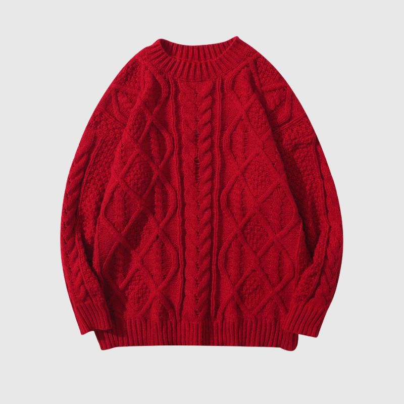 Style Core Aesthetics, New Style Trends Vintage Twist Solid Color New Year Sweater