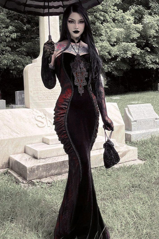 Contrast Fishtail Gothic Dress: Perfect for Your Summer Fits