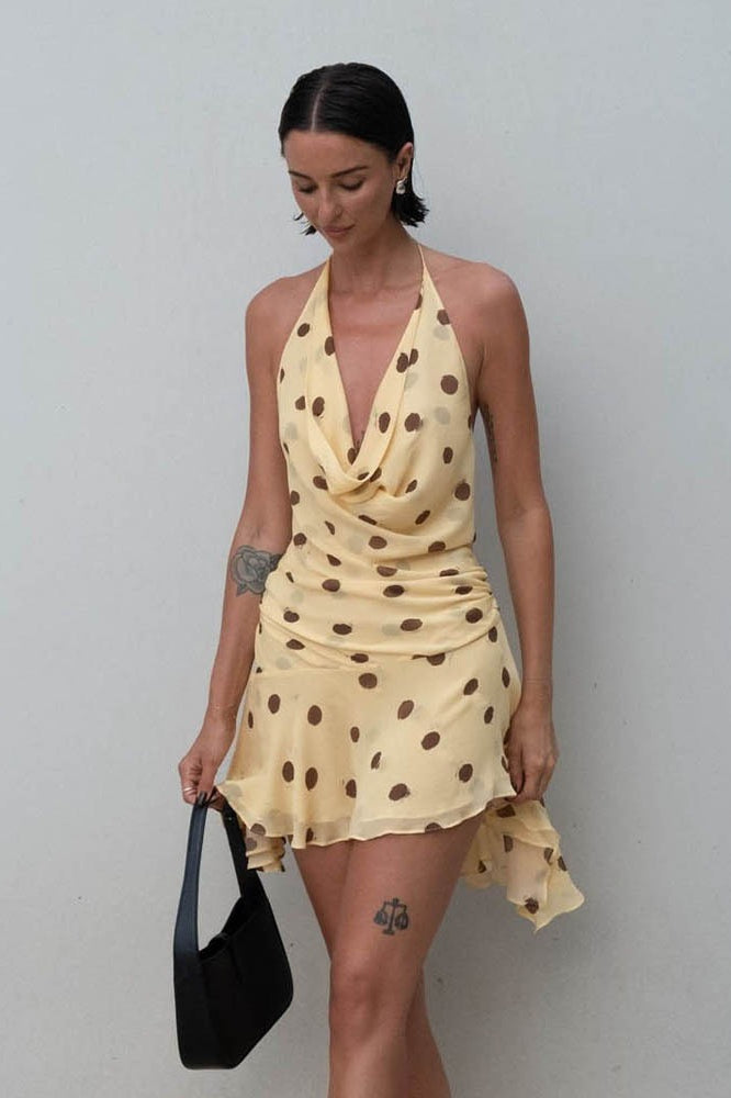 Summer Outfit Po Collection, Polka Dot Chiffon Halter Backles - Summer Fits