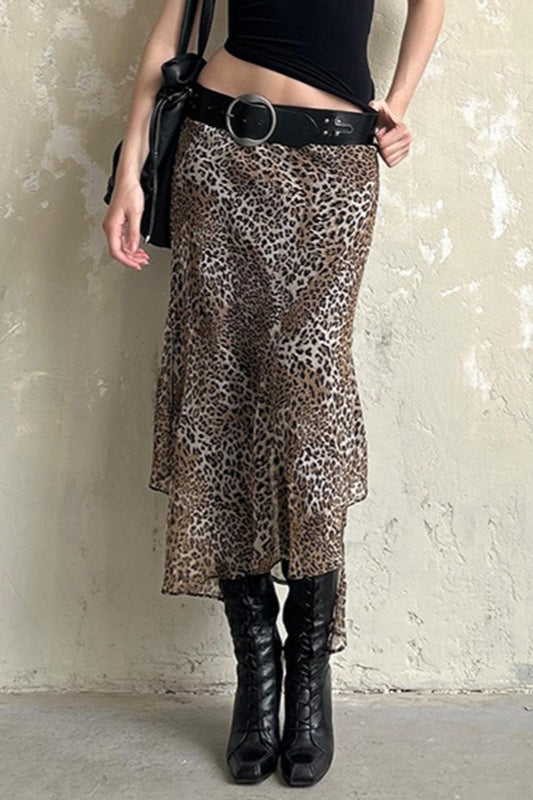 Summer Outfit Inspo Collection, Vintage Leopard Print Low Waist Bodycon Skirt