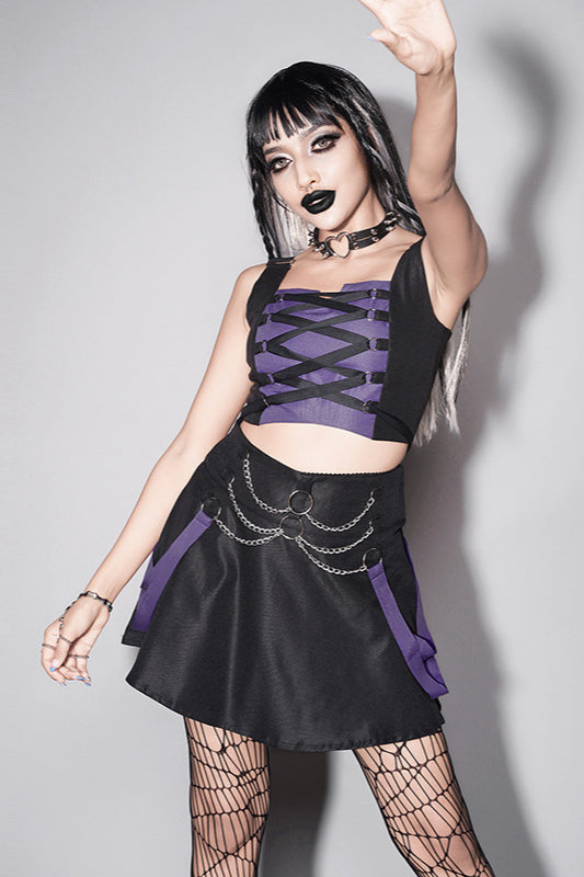 Trendy Concert Outfit: Cami Top and Chain High-waisted Skirt Set