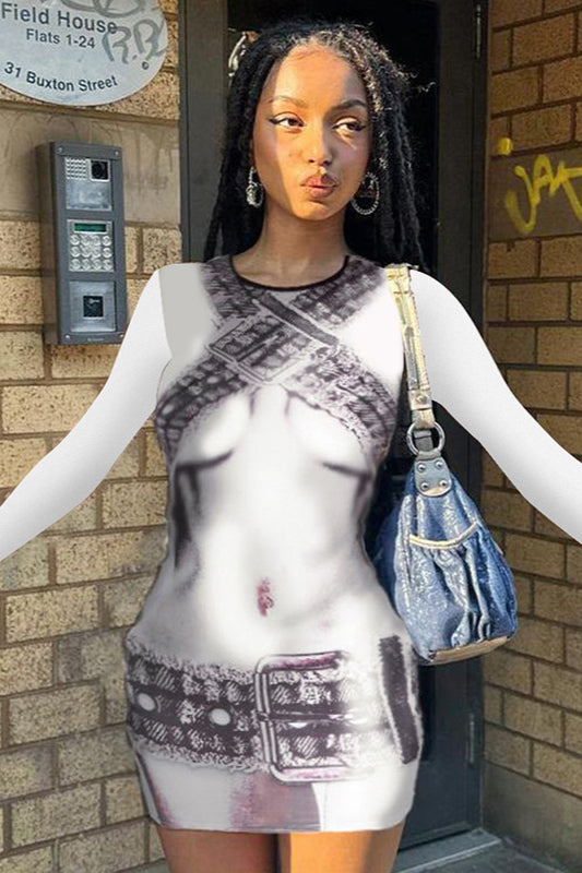 Core Casual Print Bodycon Mini Dress: Perfect for Casual Outfits