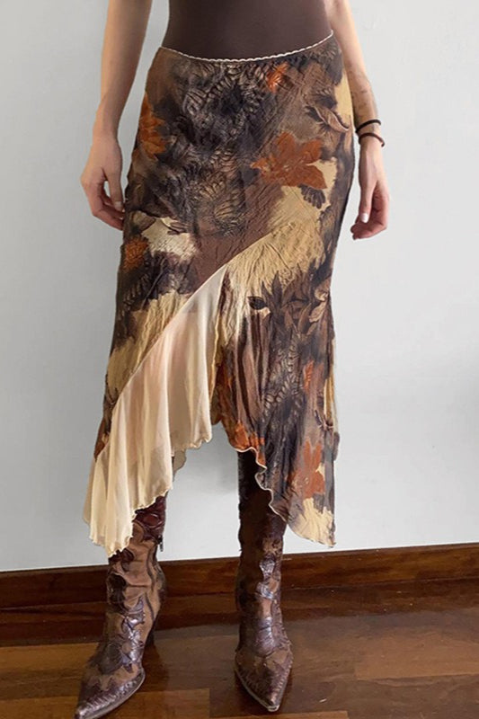 Core Floral Contrast Midi Skirt for a Stunning Mermaid Costume