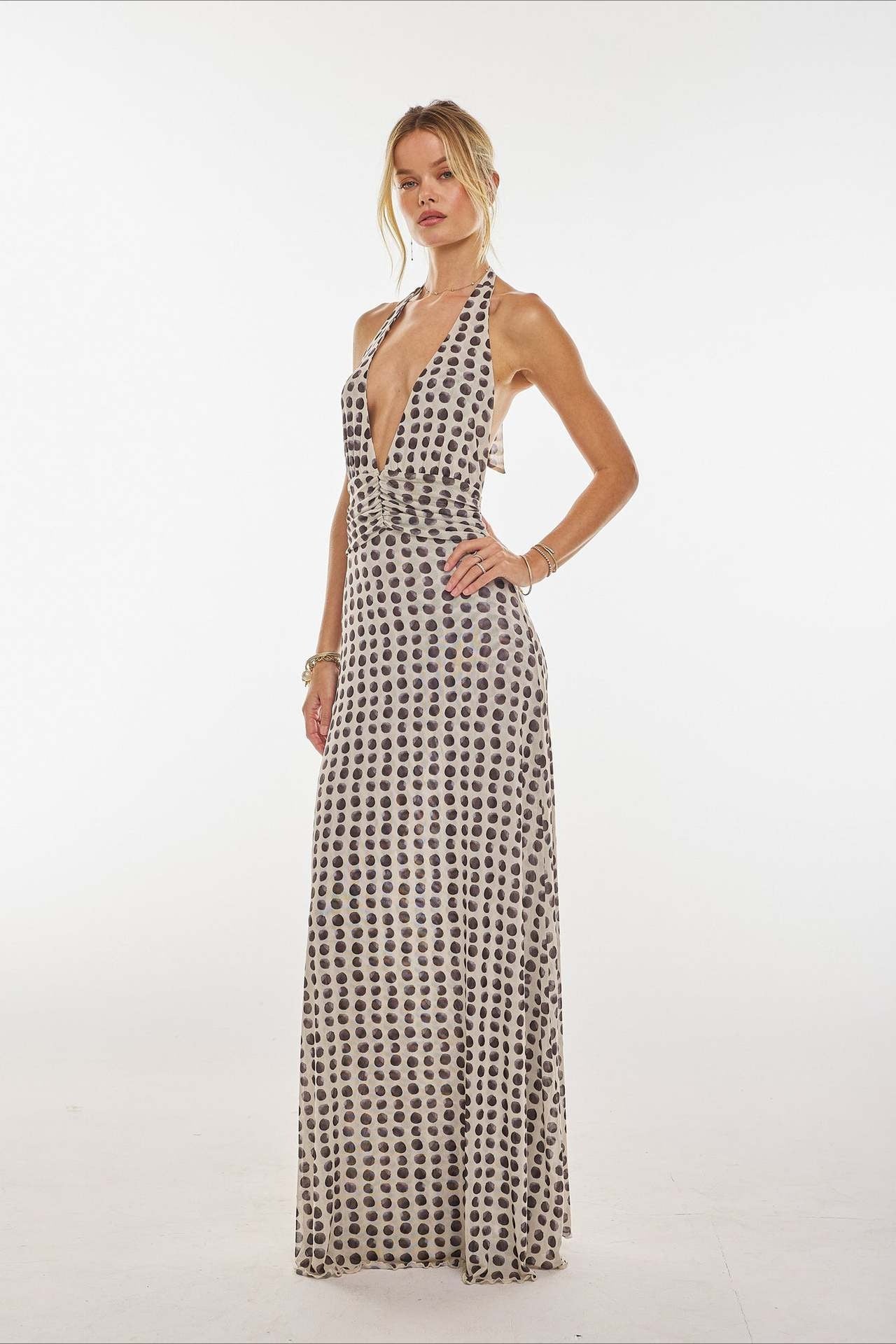 Trending Summer Outfit Inspo, Floral Halter Neck Backless Bodycon Maxi Dress
