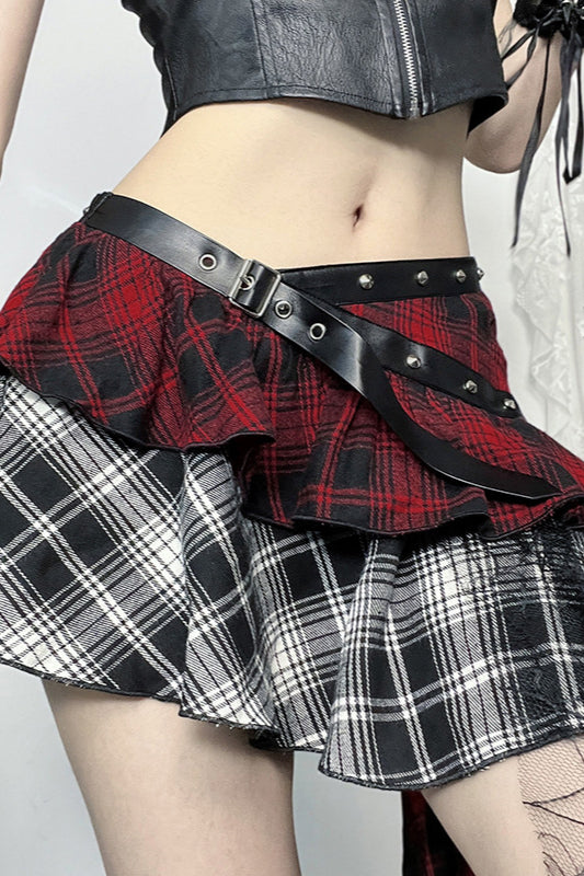 Winter Outfit Ideas , Asymmetrical Plaid Bodycon Skirt