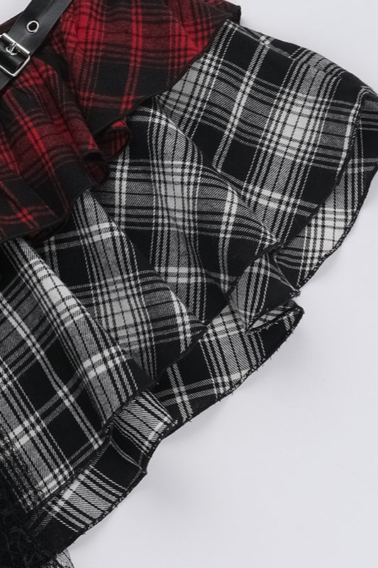 Winter Outfit Ideas , Asymmetrical Plaid Bodycon Skirt