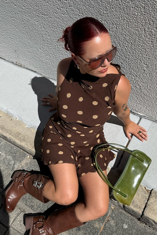 Winter Outfit Ideas, Polka Dot Ruched Bodycon Mini Dr - Outfit Ideas Winter